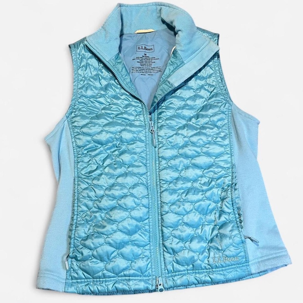 L.L. Bean women’s Thinsulate Fleece Lined Zip Quilted puffer Vest blue Medium